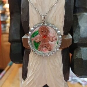 Whimsical Gingerbread Pendant Necklace